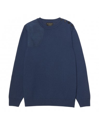 James Purdey Merino Button Crew Neck Sweater Navy