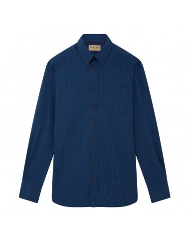 James Purdey Seersucker Button Down Collar Shirt Navy