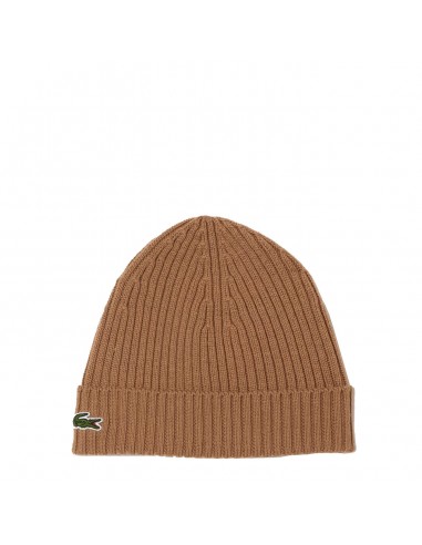 Lacoste Unisex Ribbed Wool Beanie Brown