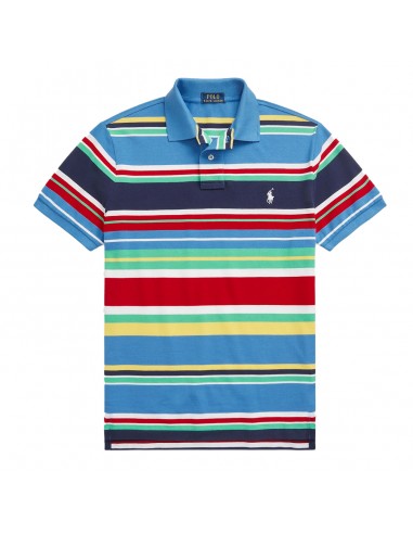 Polo Ralph Lauren Custom Slim Fit Striped Polo Shirt New England Blue Multi