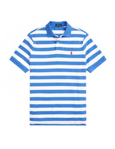 Polo Ralph Lauren Custom Slim Fit Striped Polo New England Blue / White