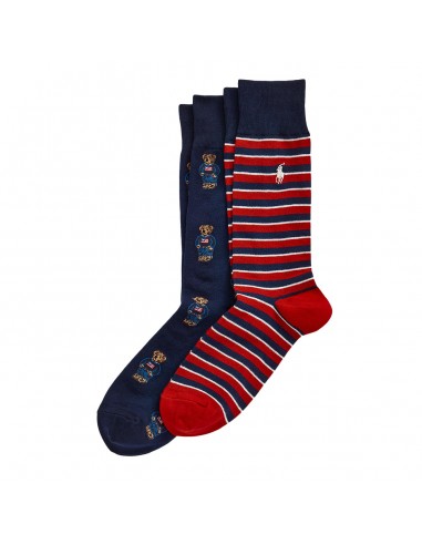 Polo Ralph Lauren Polo Bear Trouser Sock 2-Pack Navy Bear/Stripe