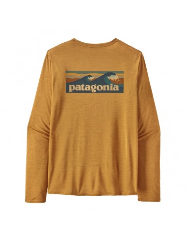 Patagonia Long-Sleeved Capilene® Cool Daily Graphic Shirt - Waters Boardshort Logo: Pufferfish Gold X-Dye