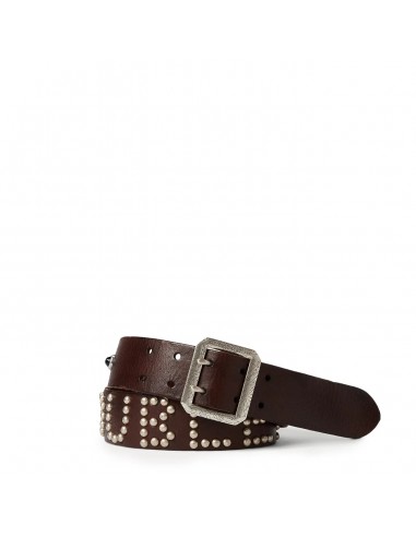 RRL by Ralph Lauren Studded-Logo Leather Belt Dark Brown