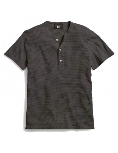 RRL by Ralph Lauren Waffle-Knit Short-Sleeve Henley Shirt Faded Black Canvas