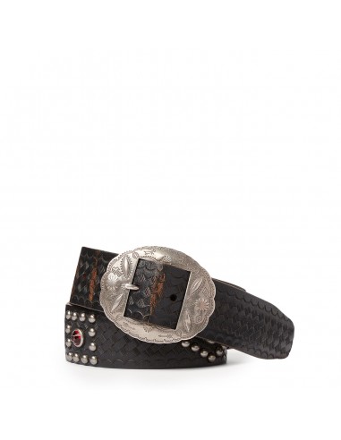 RRL by Ralph Lauren Studded Leather Belt Black Over Brown