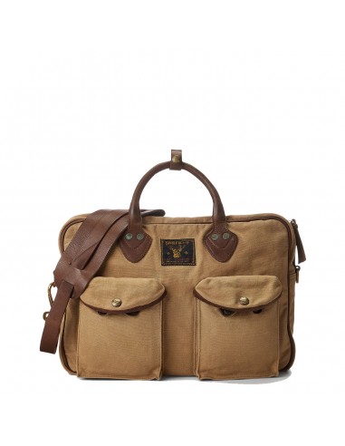 RRL by Ralph Lauren Leather-Trim Canvas Briefcase Khaki/Brown