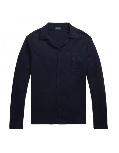 Polo Ralph Lauren Cotton Camp-Collar Jumper Navy Heather