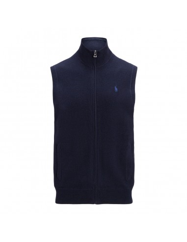 Polo Ralph Lauren Mesh-Knit Cotton Full-Zip Gilet Navy Heather