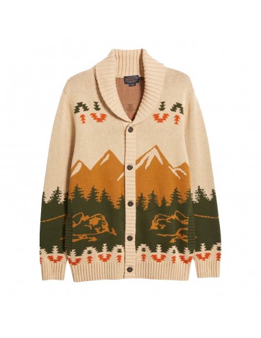 Pendleton Camp Cotton Cardigan Tan Peaks