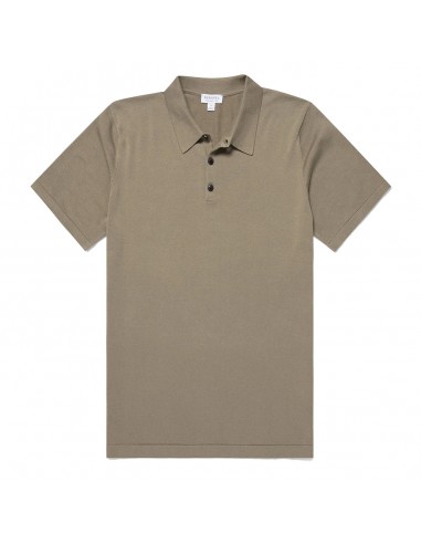 Sunspel Sea Island Cotton Polo Shirt Dark Stone