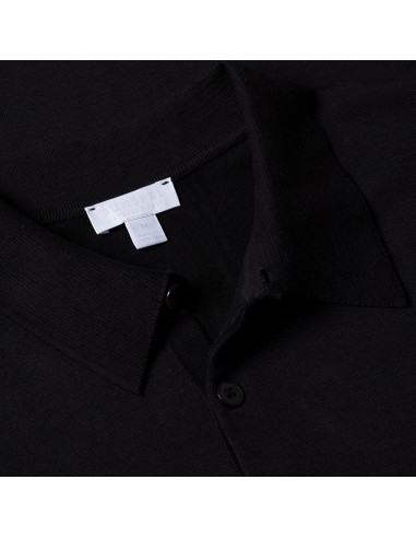 Sunspel Sea Island Cotton Polo Shirt Black