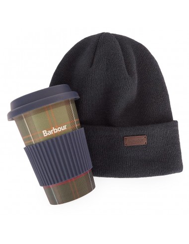 Barbour Beanie and Travel Mug Gift Set Navy / Classic Tartan