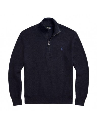 Polo Ralph Lauren Mesh-Knit Cotton Quarter-Zip Jumper Navy Heather