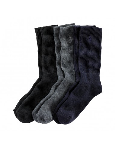 Polo Ralph Lauren Crew PP 3 Pack Socks Navy / Charcoal / Black