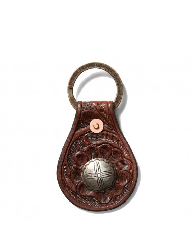 RRL by Ralph Lauren Tooled Leather Key Fob Brown