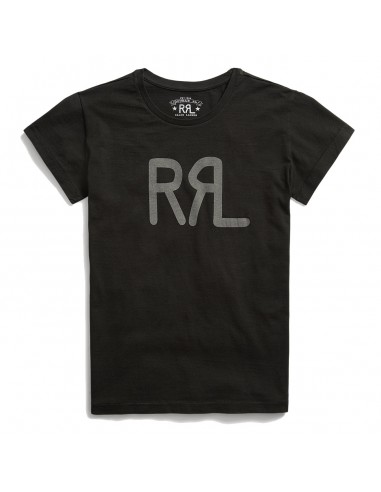 RRL by Ralph Lauren Womens Logo Cotton Jersey Tee Faded Black Canvas