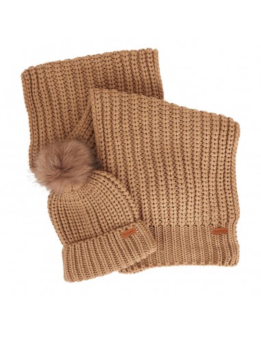 Barbour Womens Saltburn Beanie & Scarf Gift Set Mink