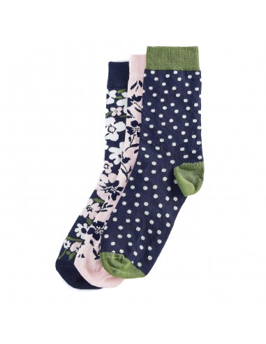 Barbour Womens Floral Sock Gift Set Navy / Pink