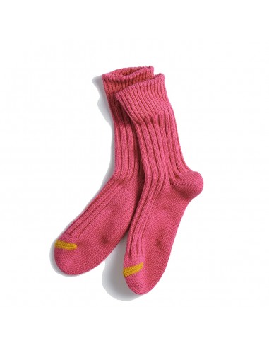 Rototo Chunk Ribbed Crew Sock Dark Pink