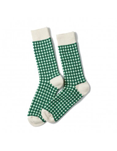 Rototo Jacquard Knit Gingham Sock Green