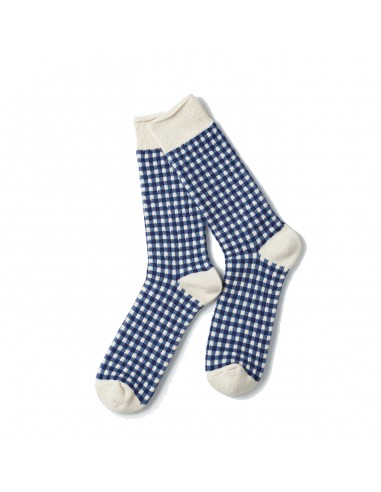 Rototo Jacquard Knit Gingham Sock Navy