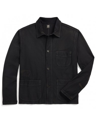 RRL by Ralph Lauren Repaired Jersey Work Jacket Faded Black