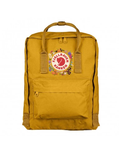 Fjallraven Kanken Classic Embroidered Backpack Ochre Flowers